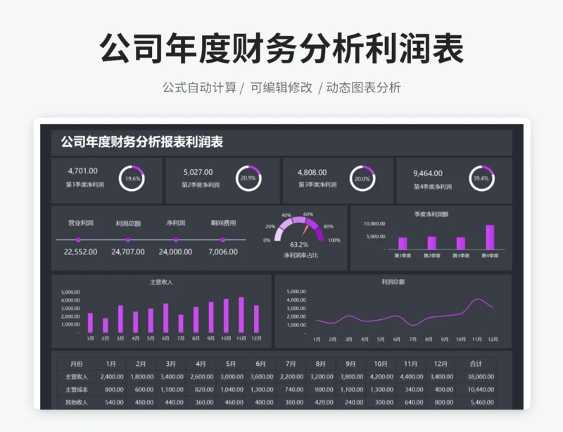 公司年度财务分析报表利润表