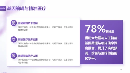 紫色简约风医学医疗行业总结汇报PPT模板