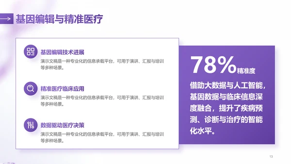 紫色简约风医学医疗行业总结汇报PPT模板