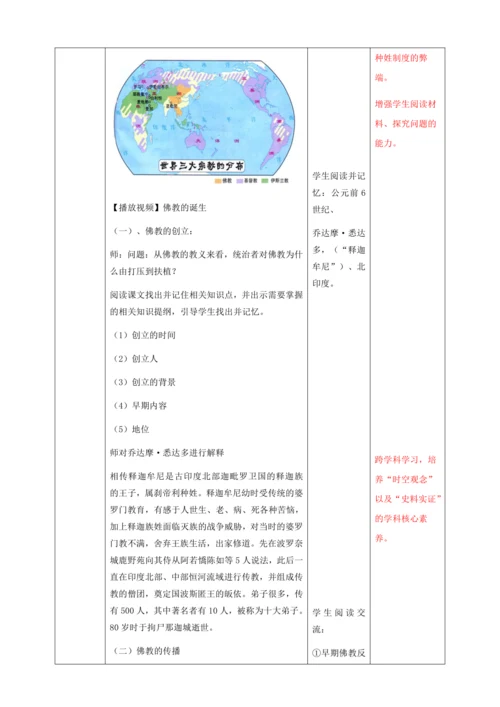 第3课 古代印度  教案（表格式）