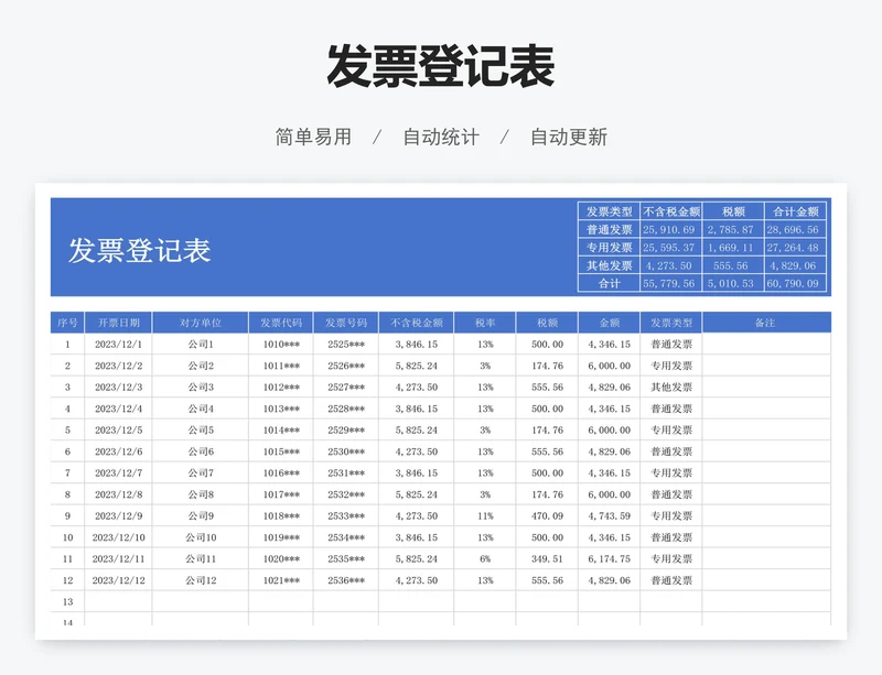 发票登记表