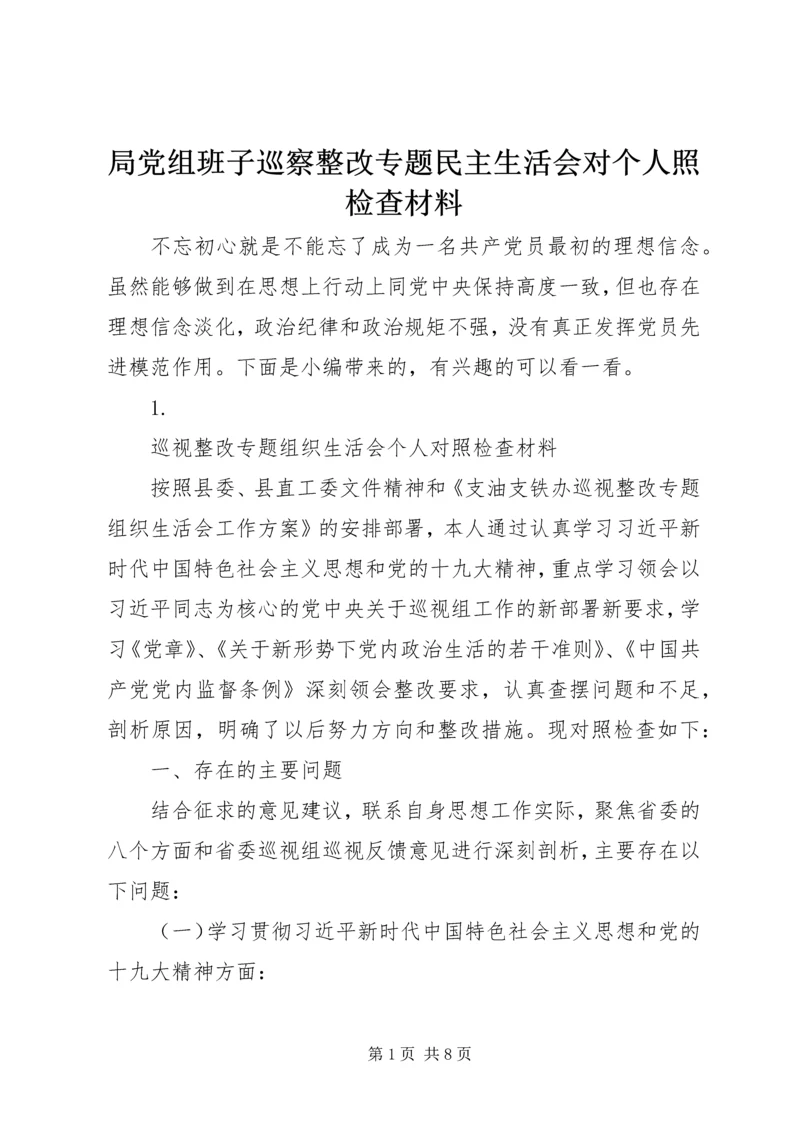 局党组班子巡察整改专题民主生活会对个人照检查材料.docx