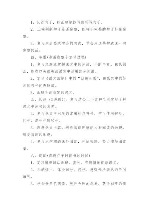 小学语文一年级下册语文复习计划.docx