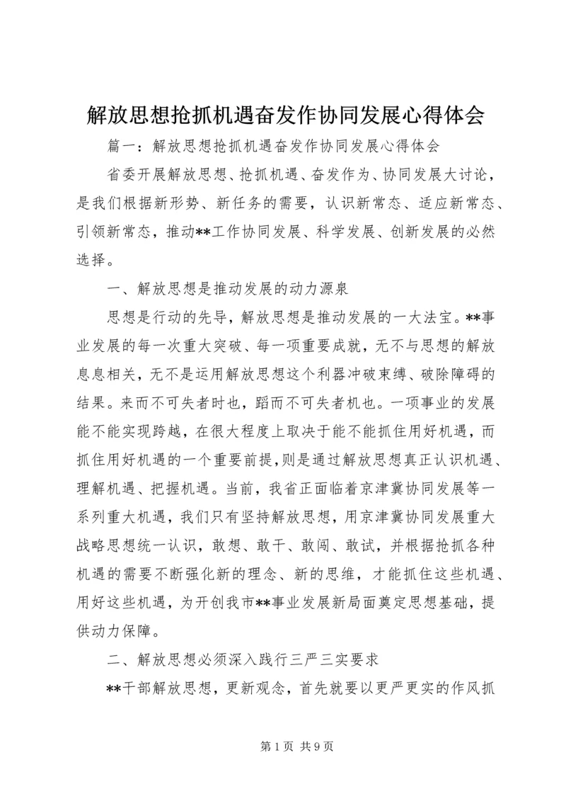 解放思想抢抓机遇奋发作协同发展心得体会.docx