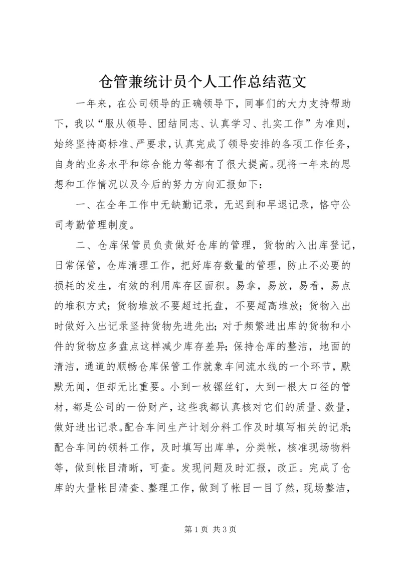 仓管兼统计员个人工作总结范文.docx