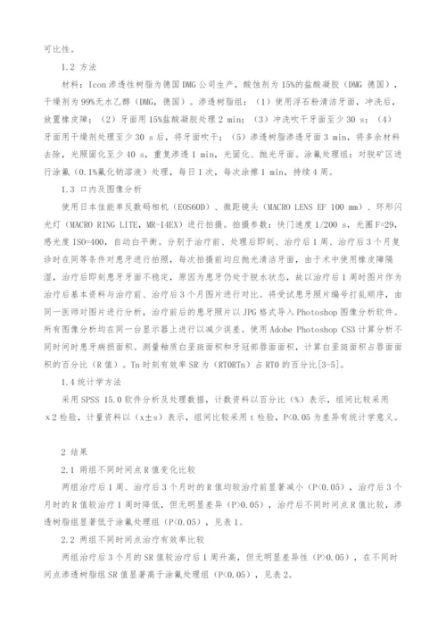 渗透树脂治疗正畸后白垩斑美学效果的临床研究.docx