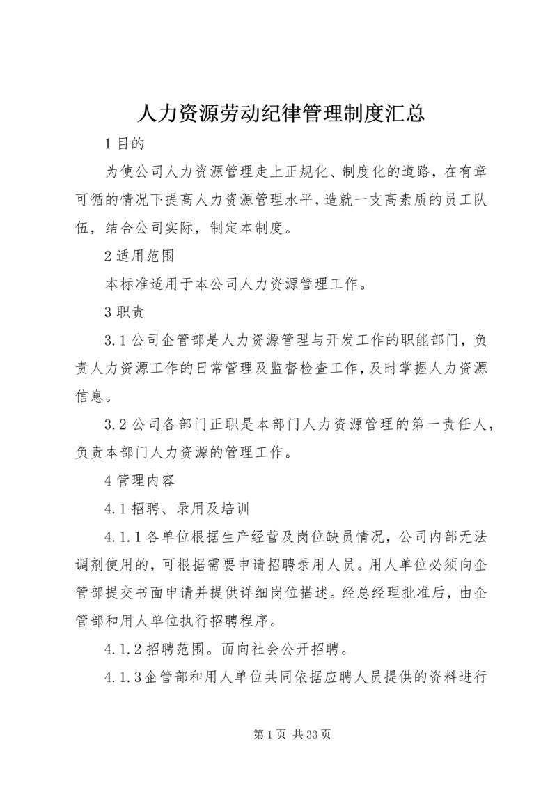 人力资源劳动纪律管理制度汇总.docx