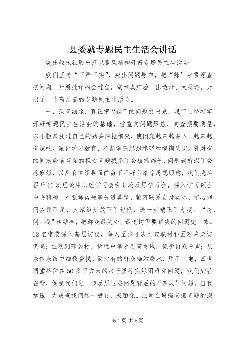 县委就专题民主生活会讲话 (2).docx