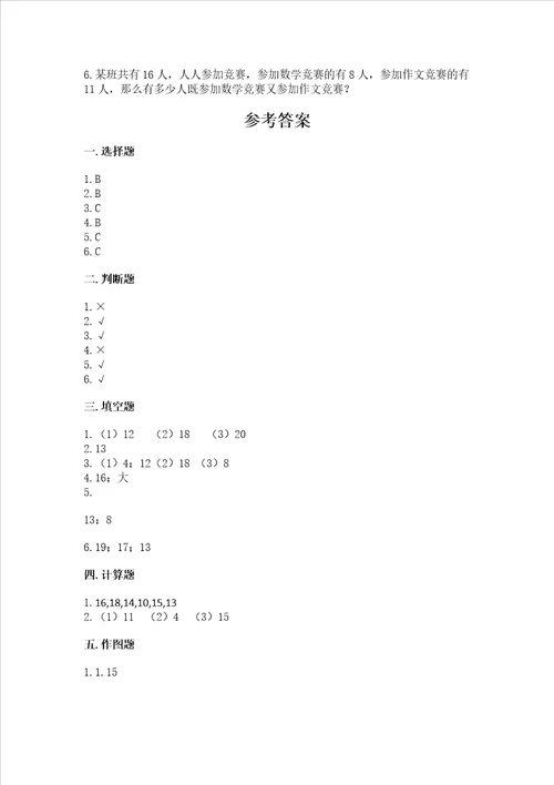 北京版一年级上册数学第七单元 认识1120各数 测试卷附完整答案易错题