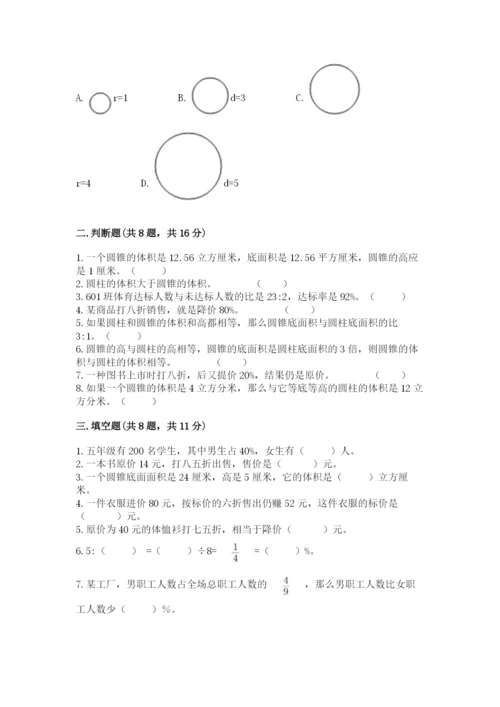 苏教版六年级下册数学期中测试卷（典优）.docx