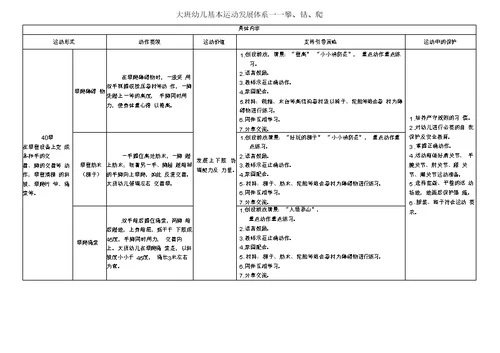 大班幼儿体能运动发展体系