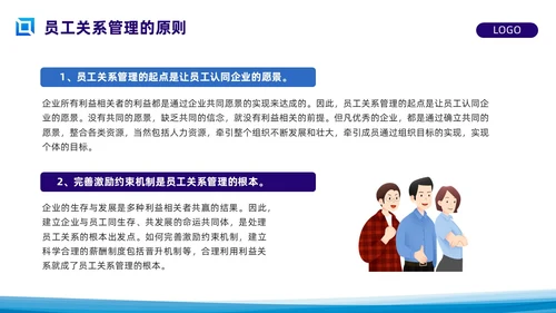 蓝色简约员工关系管理PPT模板宣传PPT动态PPT人才管理