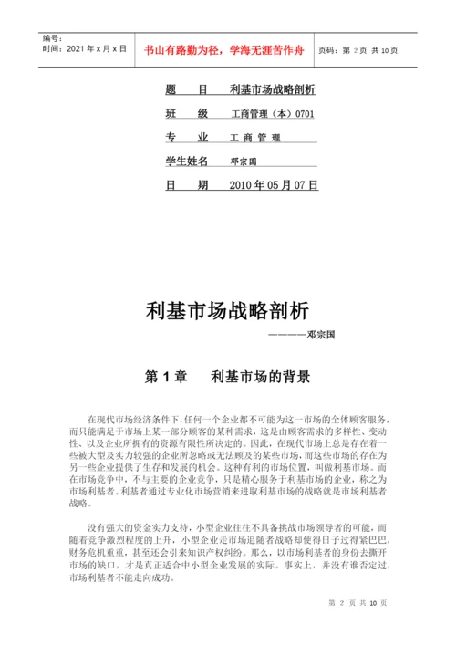 利基市场战略剖析论文.docx