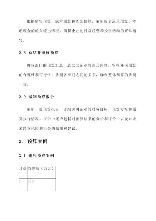 一般企业财务预算方案