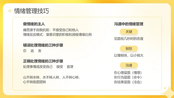 黄色活泼3D情绪管理培训PPT课件