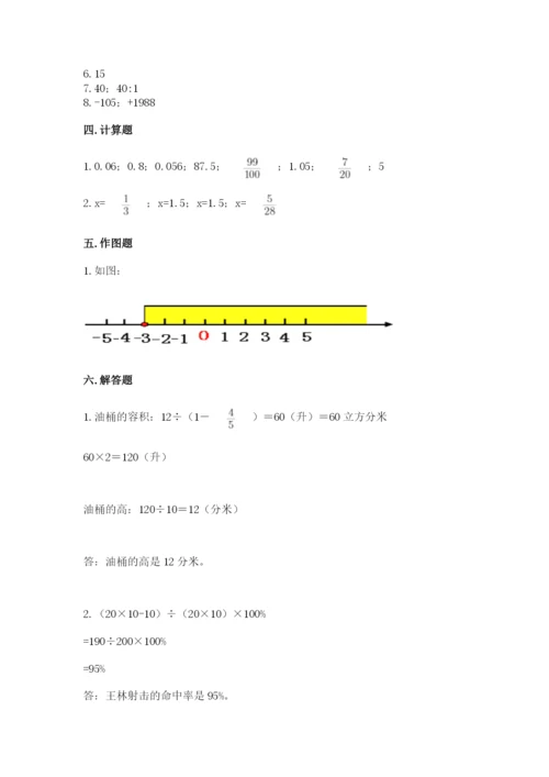尖扎县六年级下册数学期末测试卷（精选题）.docx