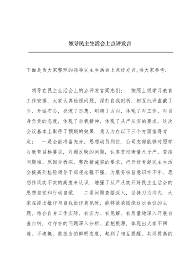 领导民主生活会上点评发言.docx