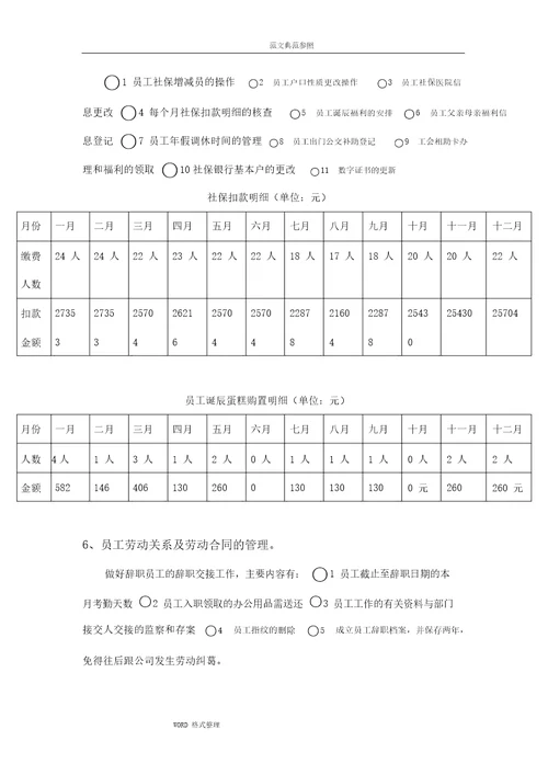 完整word版,人事专员工作计划总结和计划