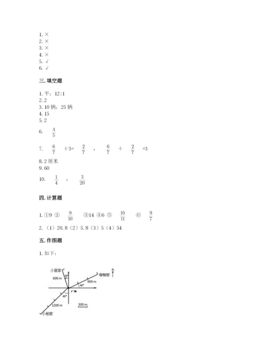 2022六年级上册数学期末考试试卷（原创题）.docx