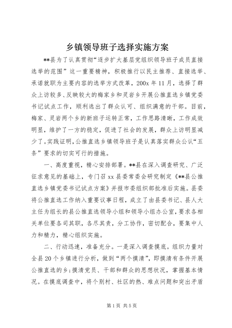 乡镇领导班子选择实施方案.docx