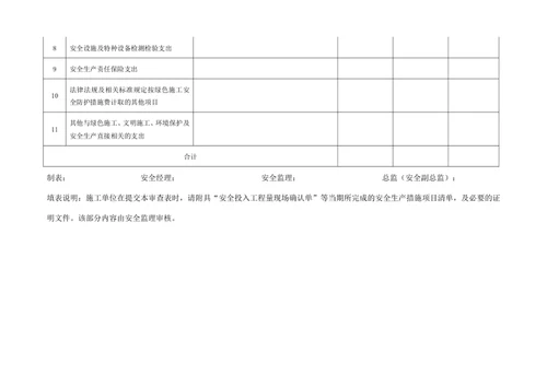安全文明措施费使用审查表