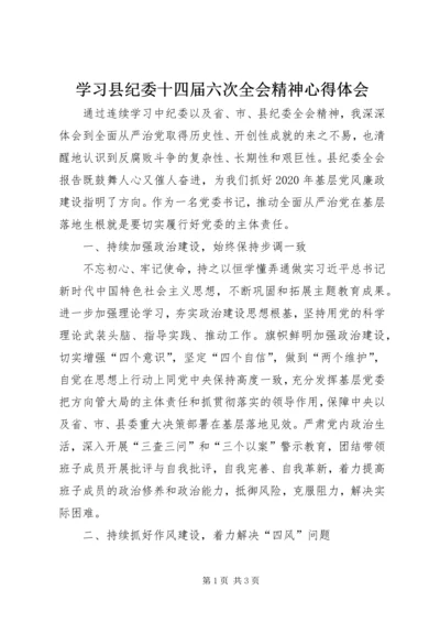 学习县纪委十四届六次全会精神心得体会.docx