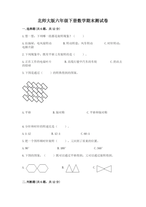 北师大版六年级下册数学期末测试卷精品（网校专用）.docx