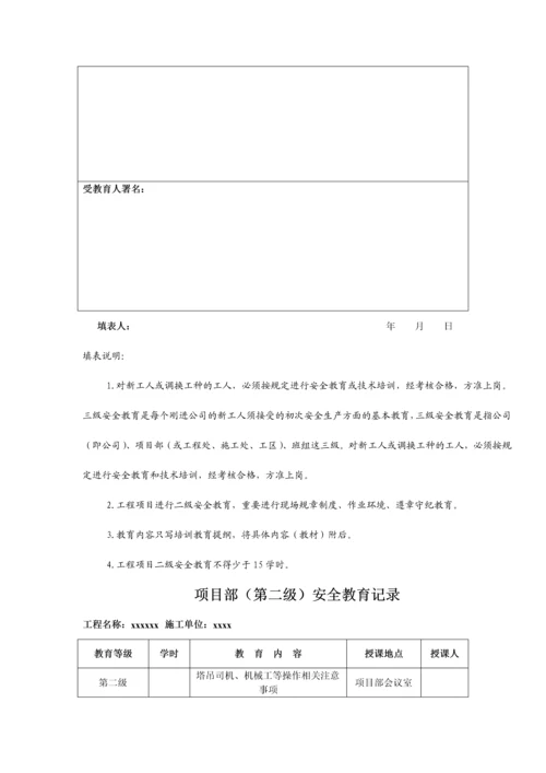 建筑企业三级安全教育记录及表格.docx