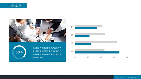 蓝色简约实拍风企业画册PPT模板公司