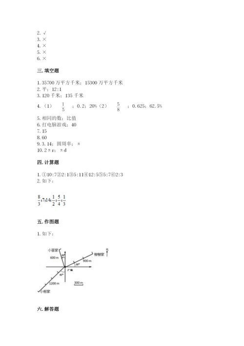 2022人教版六年级上册数学期末测试卷含完整答案【网校专用】.docx