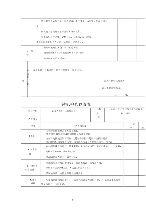 机械设备进场检查验收表格范例