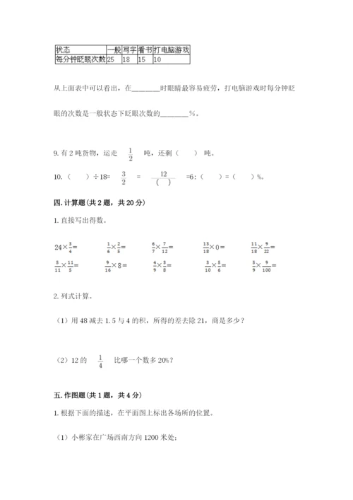 2022人教版六年级上册数学期末测试卷附参考答案【模拟题】.docx