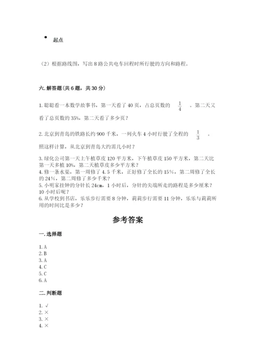 人教版六年级上册数学期末测试卷带答案（轻巧夺冠）.docx