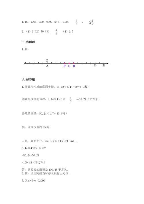 沪教版小学六年级下册数学期末综合素养测试卷含答案（典型题）.docx