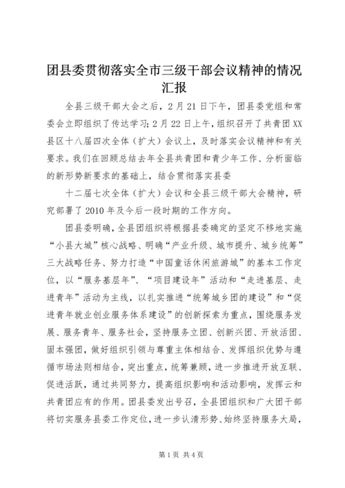 团县委贯彻落实全市三级干部会议精神的情况汇报 (2).docx