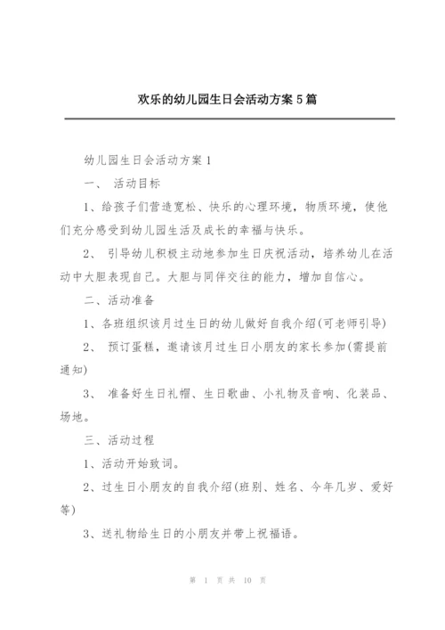 欢乐的幼儿园生日会活动方案5篇.docx