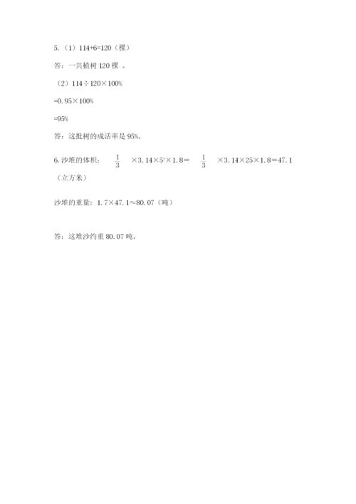 南京市江宁区六年级下册数学期末测试卷附答案.docx