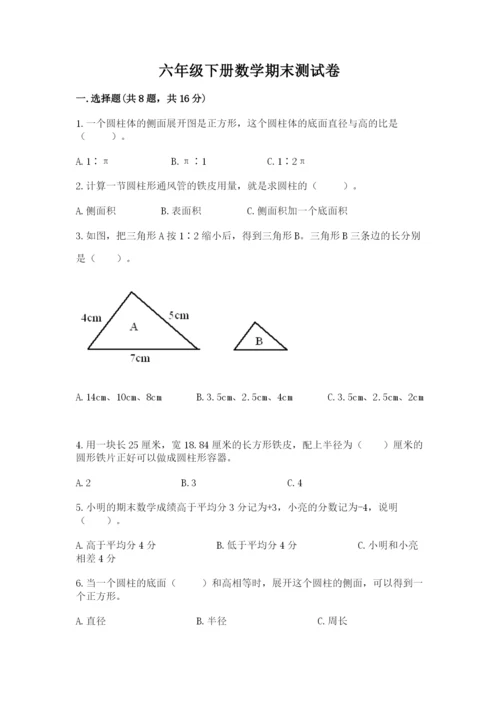 六年级下册数学期末测试卷（达标题）word版.docx