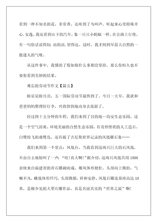 2022最新难忘的劳动节作文