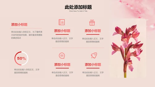 粉色小清新花卉母亲节特辑通用PPT演示模板