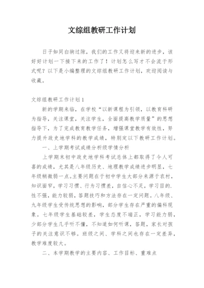 文综组教研工作计划.docx