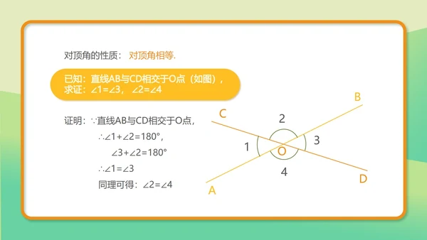绿色小清新初一数学相交线课件PPT模板