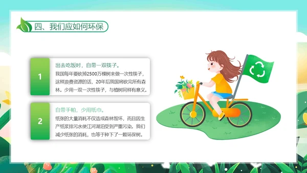 绿色插画卡通312植树节幼儿园植树节宣传教育动态PPT