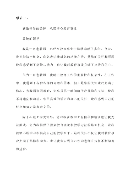 受到领导关怀的老教师感言