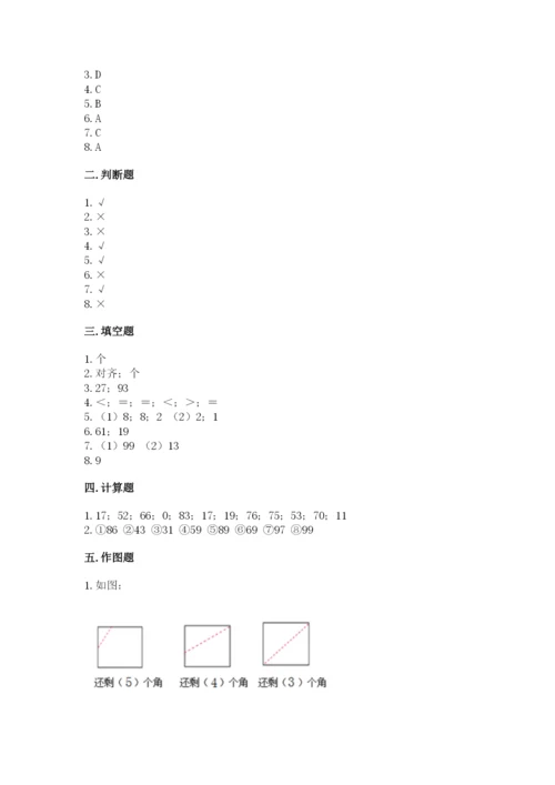 人教版二年级上册数学期中考试试卷【中心小学】.docx