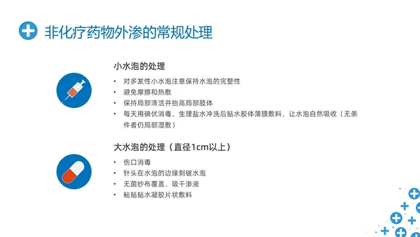 蓝色简约输液外渗液体外渗的处理方法PPT课件输液外渗的处理方法