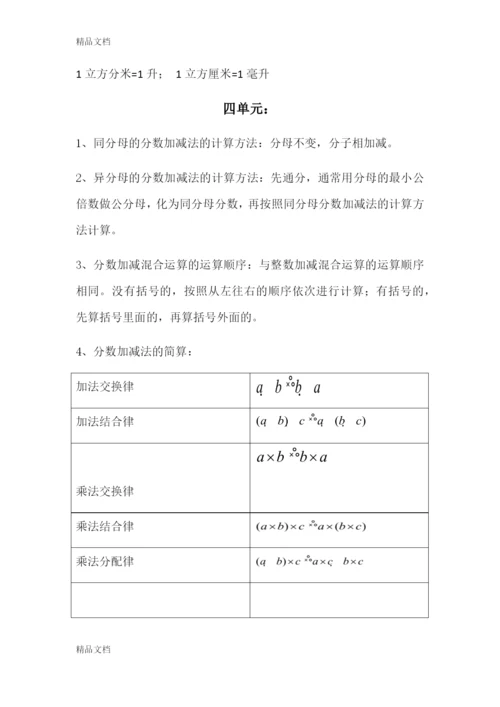 最新西师版五年级下数学重点知识点.docx
