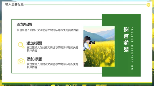 油菜花摄影，油彩花开PPT模板