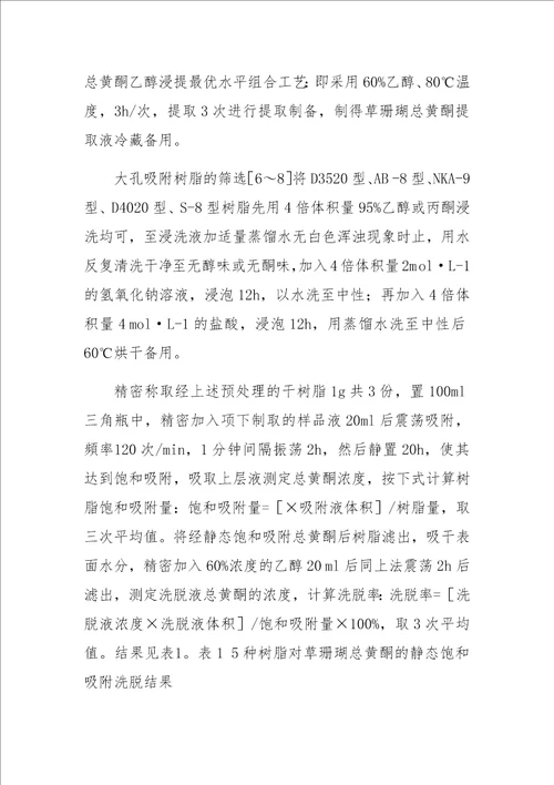大孔吸附树脂分离纯化草珊瑚总黄酮的工艺研究