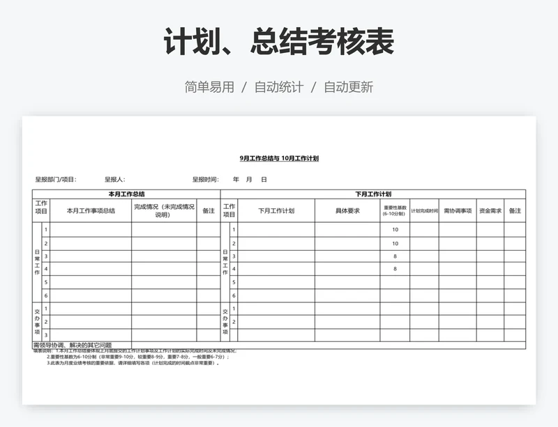 计划、总结考核表